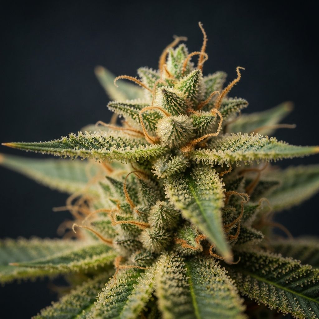 Flor de cannabis premium com tricomas dourados